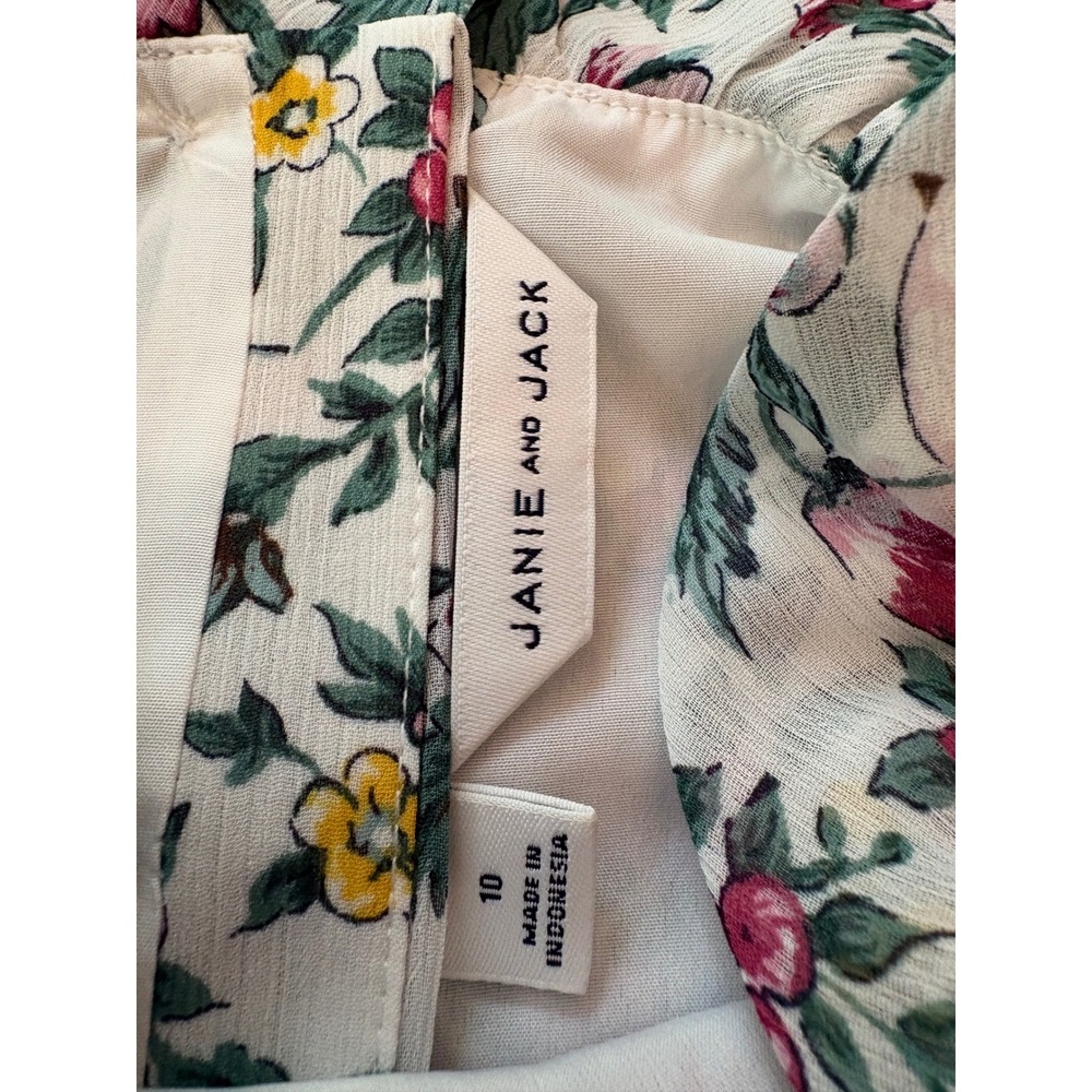 Janie and Jack Girls‎ White Floral Long Sleeve Ruffle Dress Size 10 - Picture 5 of 8